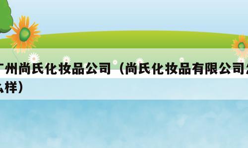 广州尚氏化妆品公司（尚氏化妆品有限公司怎么样）