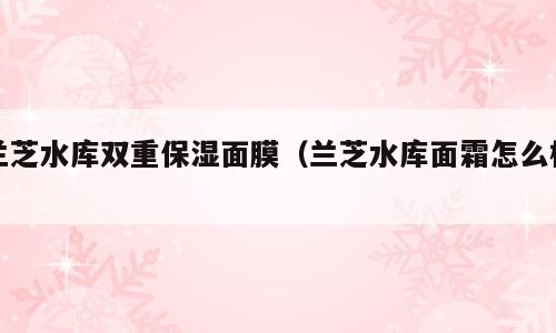 兰芝水库双重保湿面膜（兰芝水库面霜怎么样）