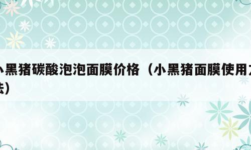 小黑猪碳酸泡泡面膜价格（小黑猪面膜使用方法）