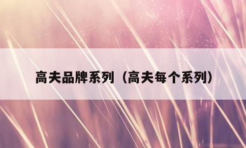 高夫品牌系列（高夫每个系列）