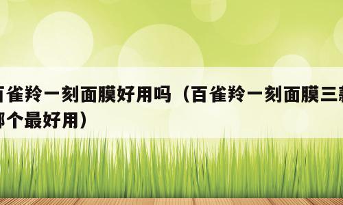 百雀羚一刻面膜好用吗（百雀羚一刻面膜三款哪个最好用）